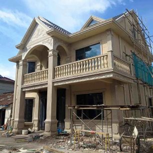 德阳 黄金麻花岗岩石材私人别墅雕花门楼柱阳台栏杆