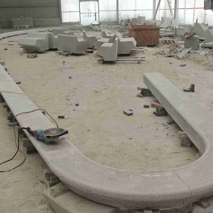 德阳 芝麻白花岗岩弧形花坛石，坐凳石