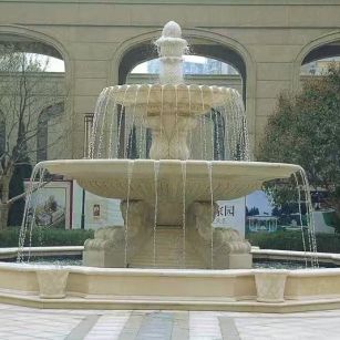 德阳 黄金麻花岗岩异型加工——户外庭院石雕流水喷泉