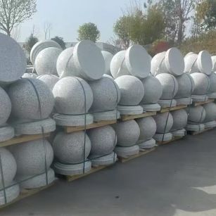 德阳 白麻花岗岩石材圆球，石球，挡车球，隔离球，景观石球，风水球等