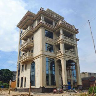 德阳 黄金麻花岗岩石材别墅外墙干挂搭配（雕花栏杆花瓶柱门楼罗马柱）