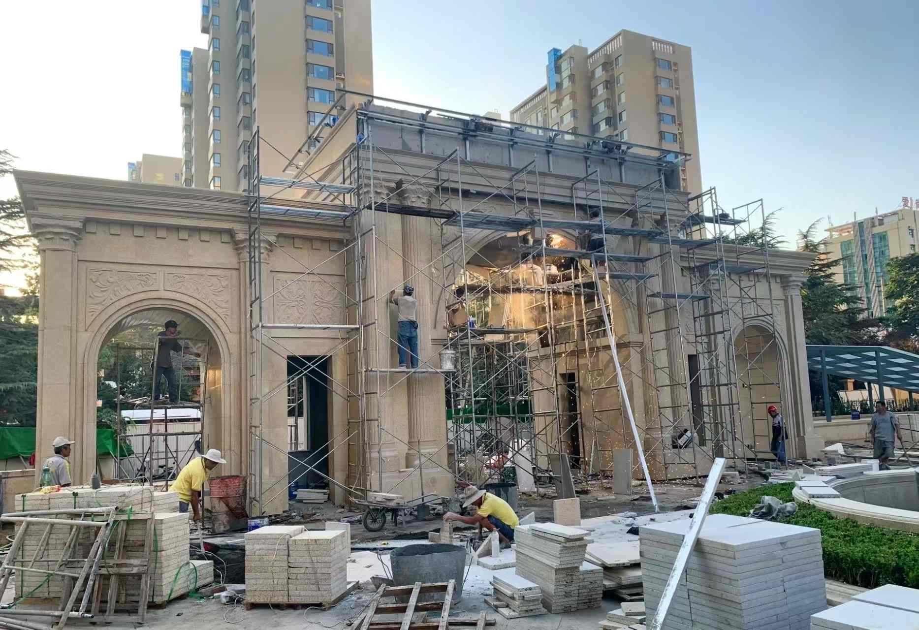 德阳 黄金麻荔枝面花岗岩小区门楼外墙干挂